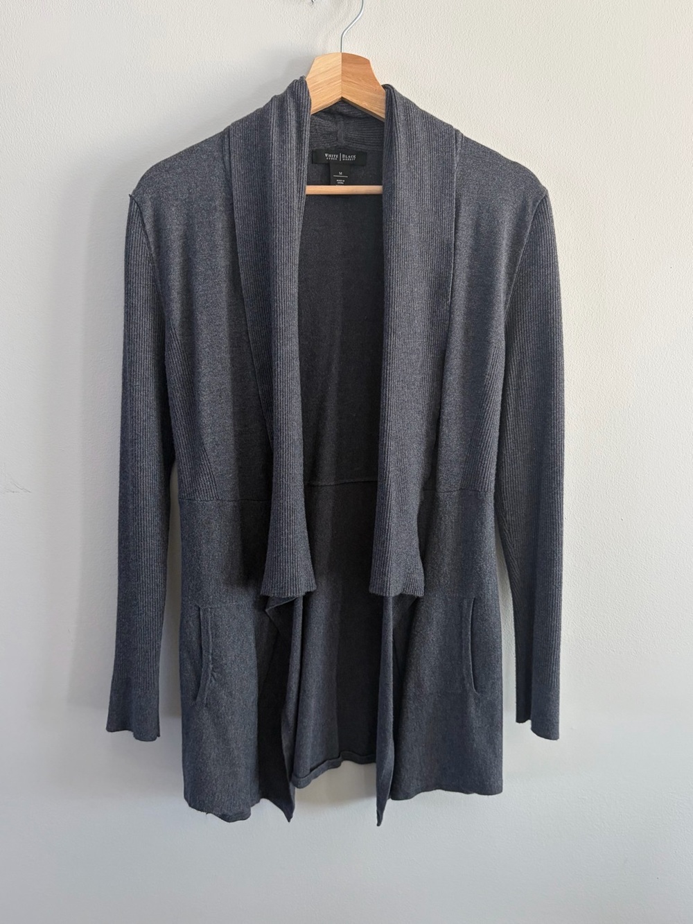 White House Black Market Navy Open-Front Draped Cardigan
